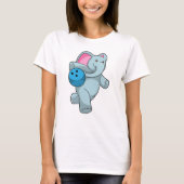 Elefant im Bowling mit Bowlingball T-Shirt (Vorderseite)