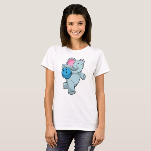 Elefant im Bowling mit Bowlingball T-Shirt (Vorne ganz)