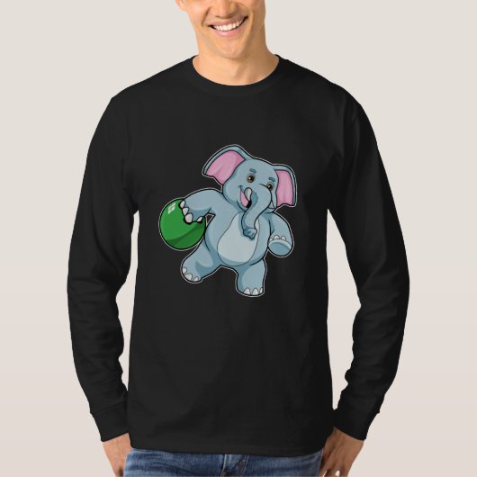 Elefant im Bowling mit Bowlingball T-Shirt (Vorderseite)