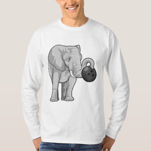 Elefant im Bowling mit Bowlingball T-Shirt (Vorderseite)