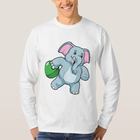 Elefant im Bowling mit Bowlingball T-Shirt (Vorderseite)