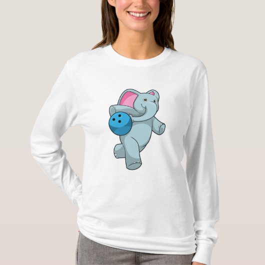 Elefant im Bowling mit Bowlingball T-Shirt (Vorderseite)