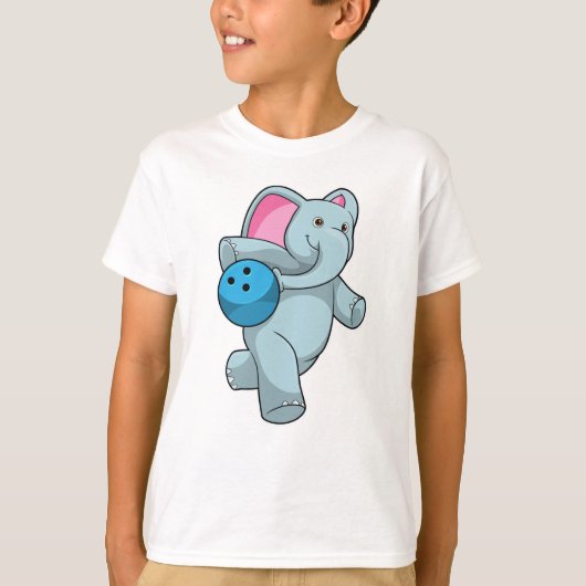 Elefant im Bowling mit Bowlingball T-Shirt (Vorderseite)