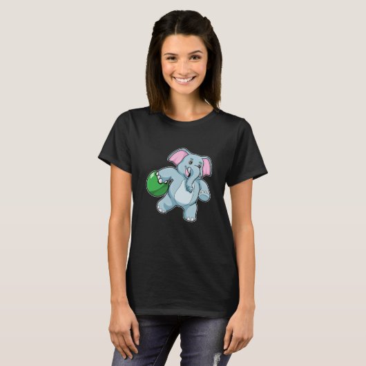 Elefant im Bowling mit Bowlingball T-Shirt (Vorne ganz)