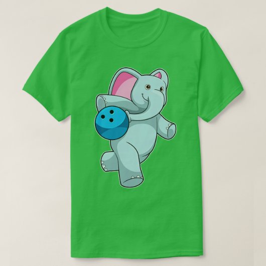 Elefant im Bowling mit Bowlingball T-Shirt (Design vorne)