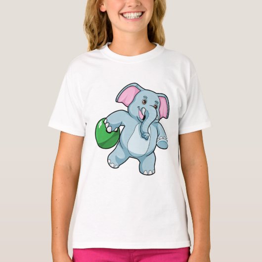 Elefant im Bowling mit Bowlingball T-Shirt (Vorderseite)