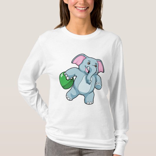 Elefant im Bowling mit Bowlingball T-Shirt (Vorderseite)
