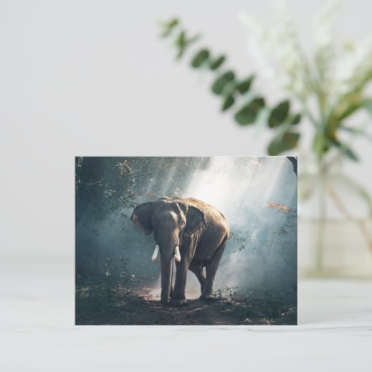 Elefant im Dschungel Postkarte (Stehend Vorderseite)