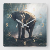 Elefant im Dschungel Quadratische Wanduhr (Vorderseite)
