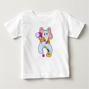 Elefant im Hockey mit Hockeyschläger Baby T-shirt
