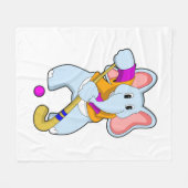 Elefant im Hockey mit Hockeyschläger Fleecedecke (Vorderseite (Horizontal))