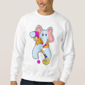Elefant im Hockey mit Hockeyschläger Sweatshirt (Vorderseite)
