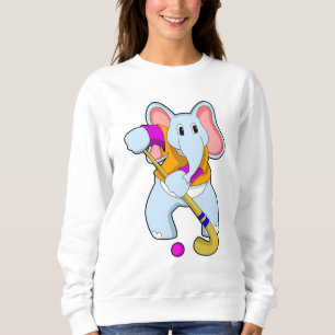 Elefant im Hockey mit Hockeyschläger Sweatshirt