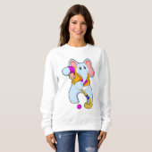 Elefant im Hockey mit Hockeyschläger Sweatshirt (Vorne ganz)