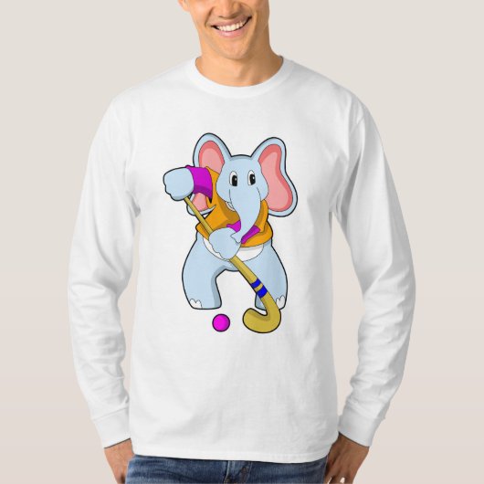 Elefant im Hockey mit Hockeyschläger T-Shirt (Vorderseite)