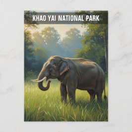 Elefant im Khao Yai Nationalpark in Thailand Postkarte