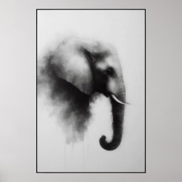 Elefant im Nebeln Abstrakt Poster
