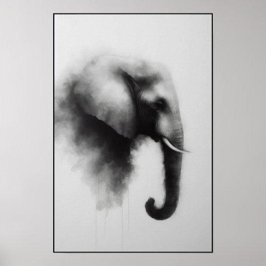 Elefant im Nebeln Abstrakt Poster (Vorne)