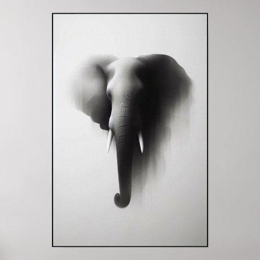 Elefant im Nebeln Abstrakt Poster (Vorne)