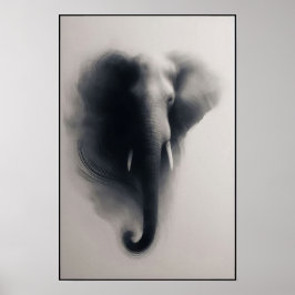 Elefant im Nebeln Abstrakt Poster