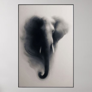 Elefant im Nebeln Abstrakt Poster