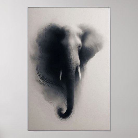 Elefant im Nebeln Abstrakt Poster (Vorne)