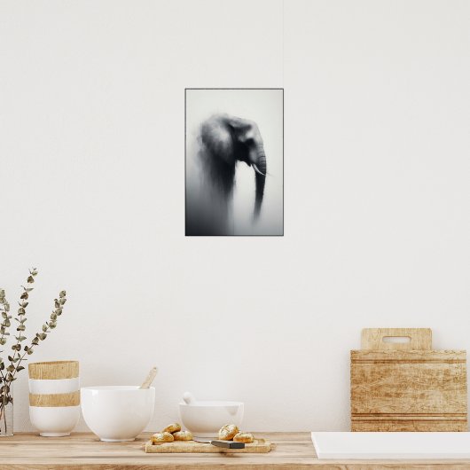 Elefant im Nebeln Abstrakt Poster (Küche)