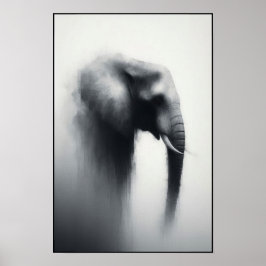 Elefant im Nebeln Abstrakt Poster