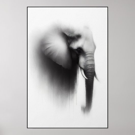 Elefant im Nebeln Abstrakt Poster (Vorne)