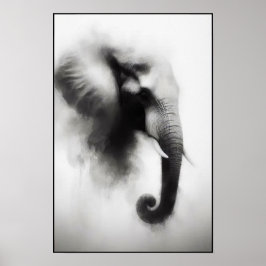 Elefant im Nebeln Abstrakt Poster