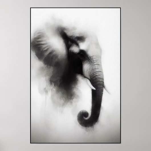 Elefant im Nebeln Abstrakt Poster (Vorne)
