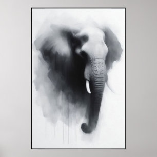 Elefant im Nebeln Abstrakt Poster