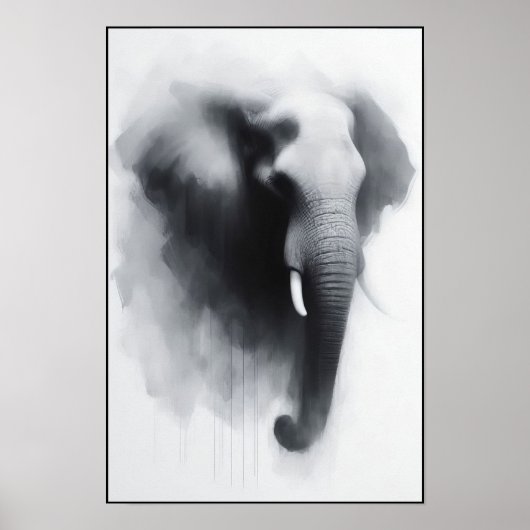 Elefant im Nebeln Abstrakt Poster (Vorne)