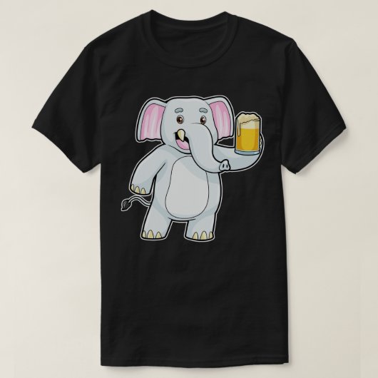 Elefant im Party mit Bierglas T-Shirt (Design vorne)