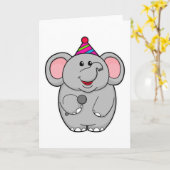 Elefant im Party mit Mikrofon Karte (Gelbe Blume)