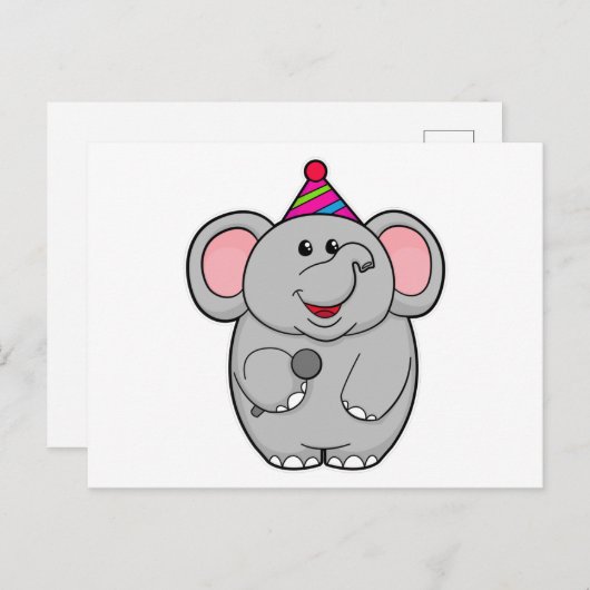 Elefant im Party mit Mikrofon Postkarte (Vorne/Hinten)