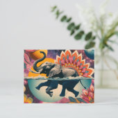 Elefant im Pool Postkarte (Stehend Vorderseite)