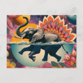 Elefant im Pool Postkarte (Vorderseite)