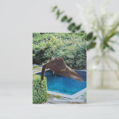 Elefant im Pool surreale Collage Postkarte (Stehend Vorderseite)