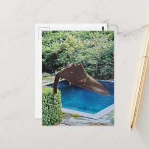 Elefant im Pool surreale Collage Postkarte