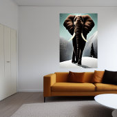 Elefant im schneebedeckten Berg | AI Art Poster