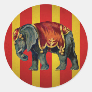 Elefant im Vintage-Zirkusstil Runder Aufkleber