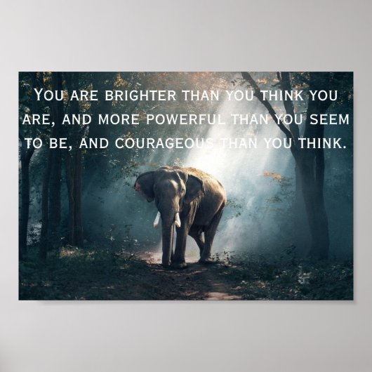 Elefant im Wald mit positivem Zitat Poster (Vorne)