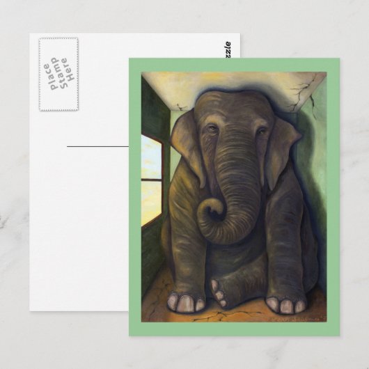 Elefant im Zimmer Postkarte (Vorne/Hinten)