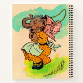 Elefant in Ankleidung aus den 1930er Jahren mit Sp Notizblock (Rückseite)