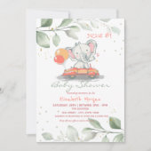 Elefant in Auto-Flora-Laufwerk mit Babydusche Einladung (Vorderseite)