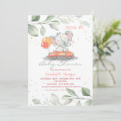 Elefant in Auto-Flora-Laufwerk mit Babydusche Einladung (Stehend Vorderseite)