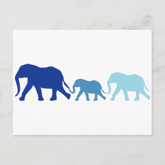 Elefant in Blau Postkarte (Vorderseite)