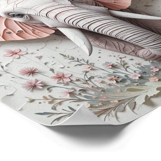 Elefant in Bloom Poster (Ecke)