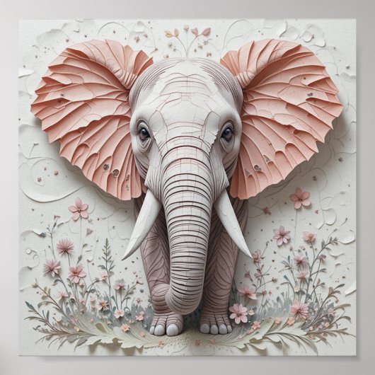 Elefant in Bloom Poster (Vorne)